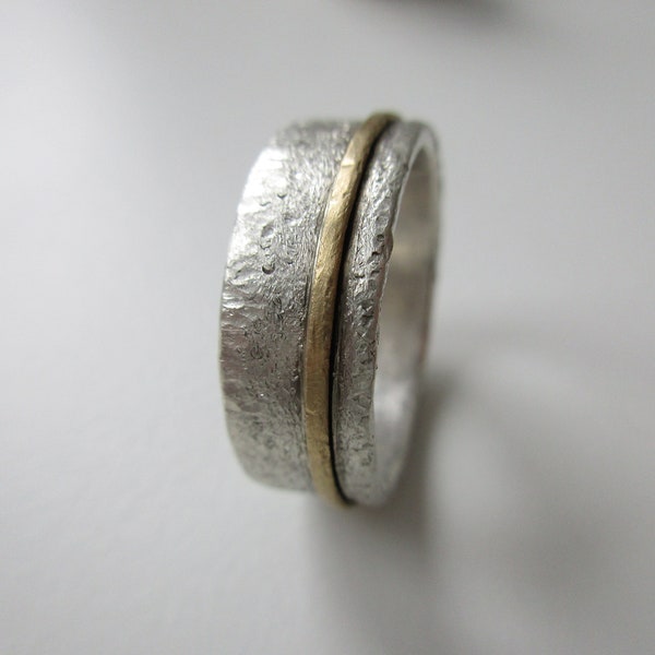 Ring Silberring bicolor Ehering Trauring geschmiedet Verlobungsring Geschenk Silber&Gold  Unisex bicolor rustikal zeitlos