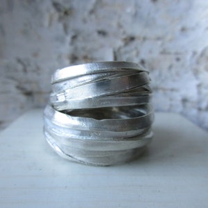 Fancy Wedding Rings Wedding Rings Pair Rings Silver Ribbons Structure Handmade Rustic Winding Rings Wave Rings image 2