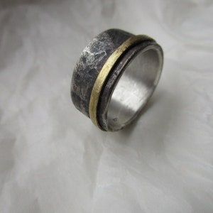 Ring Silberring bicolor Ehering Trauring geschmiedet Verlobungsring Geschenk Silber&Gold Unisex bicolor rustikal zeitlos Bild 5
