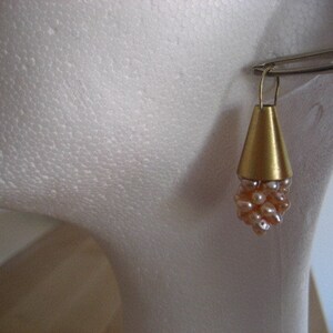 beautyful freshwater pearl18 k gold earrings cone image 2