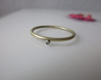 Fine Narrow Gold Ring Women's Ring 14k Yellow Gold Diamond Engagement Ring Wedding Ring Slip Ring Slip Ring Minimalist Handmade