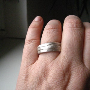 Fancy Wedding Rings Wedding Rings Pair Rings Silver Ribbons Structure Handmade Rustic Winding Rings Wave Rings image 5