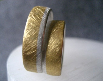 Unusual rings single ring or set simply silver gold bicolor forged handmade goldsmith's work