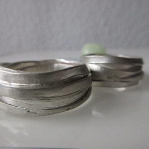 Fancy Wedding Rings Wedding Rings Pair Rings Silver Ribbons Structure Handmade Rustic Winding Rings Wave Rings image 3