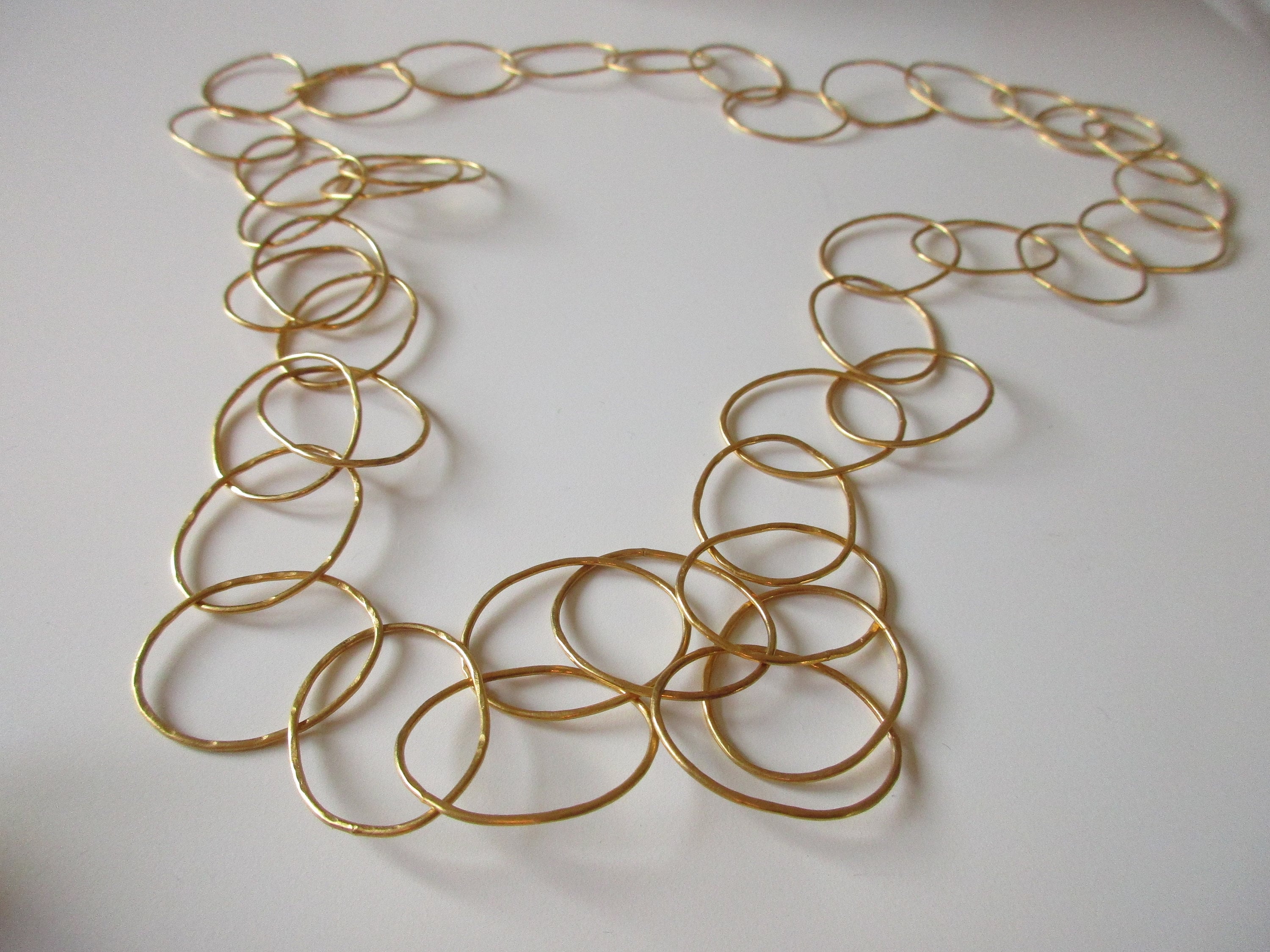 Buy Long Forged Silver Chain Gold Plated Simple Timeless Gold Chain  Handmade Oval Eyelet Chain Ladies Link Chain Online in India - Etsy