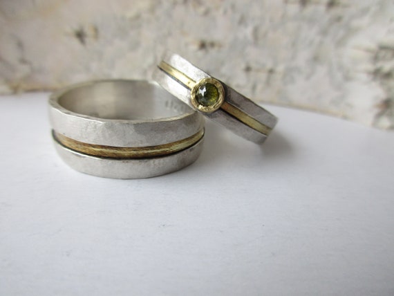 Skive Jewelry | Pair of Rustic Wedding Rings - Obscur (Silver)