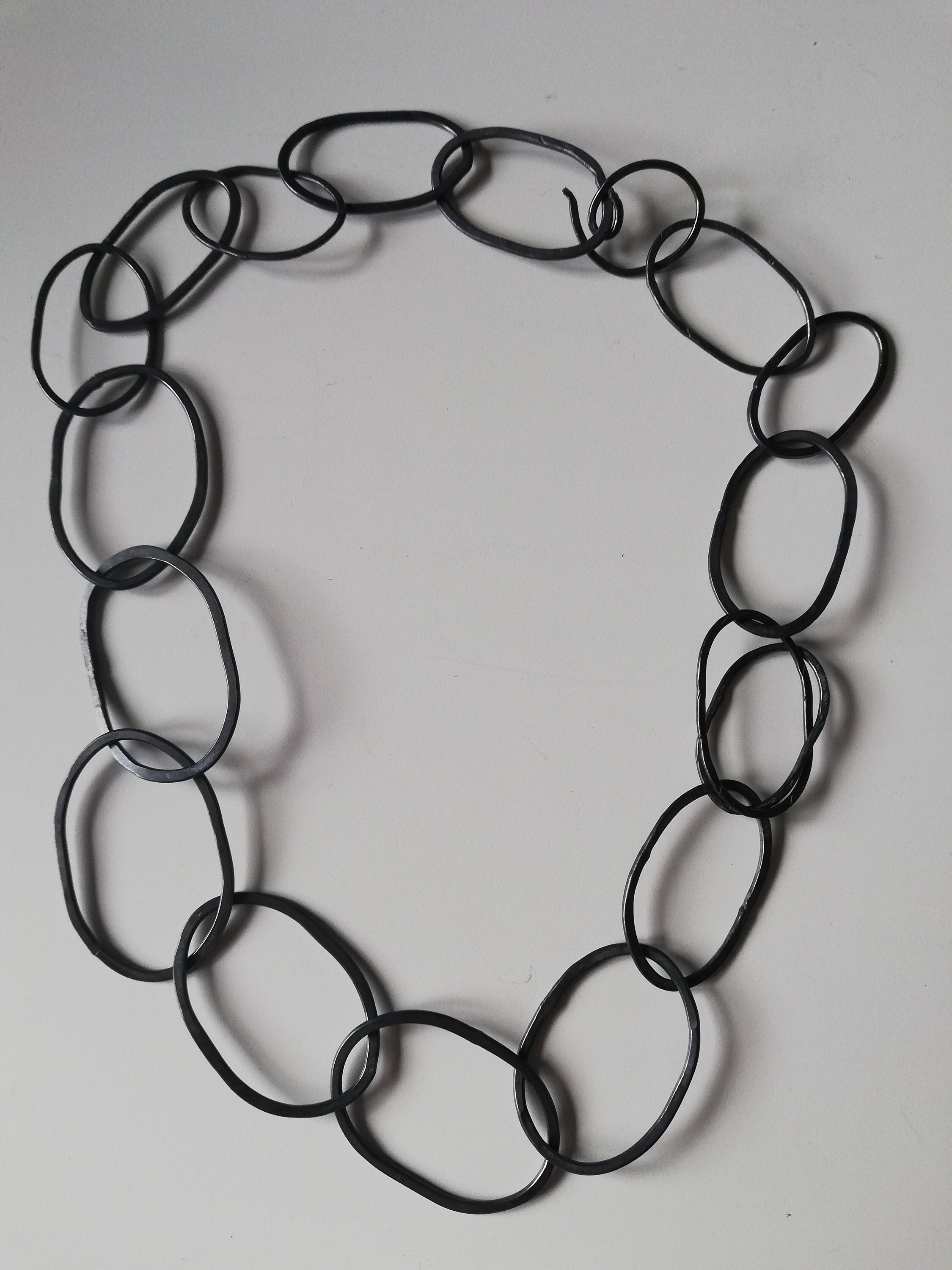 Classic Timeless Blackened Silver Chain Irregular Chain Large Oval Eyelet  Chain Handmade Individually Forged Bohostyle - Etsy