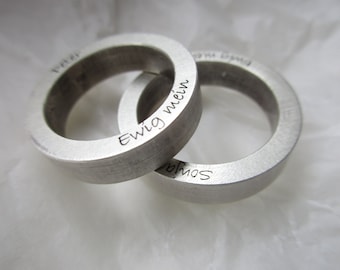 TRAURING Simply Personalized Silver"Pura" Weddingring unique Set or Single Ring Engravings Personalized