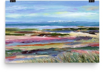 Cape Cod Print. Brewster Flats, Cape Cod Bay, Massachusetts. from impressionist oil painting, by Pamela Parsons. 12x18". Cape Cod Art.