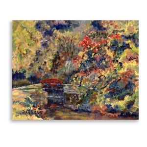 Bucks County Print. Pt. Pleasant Lock, Delaware Canal, Pennsylvania. from impressionist oil painting, by Pamela Parsons. Autumn landscape.