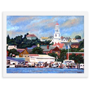 Gloucester Harbor Print, Cape Ann, Massachusetts, Framed Fine Art Print, from impressionist oil painting by Pamela Parsons, Cape Ann Print.