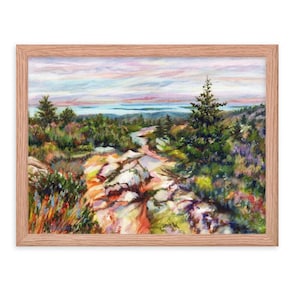 Cadillac Mountain, Acadia National Park, Maine. Framed Fine Art Print. from impressionist painting, by Pamela Parsons. Mt. Desert Island