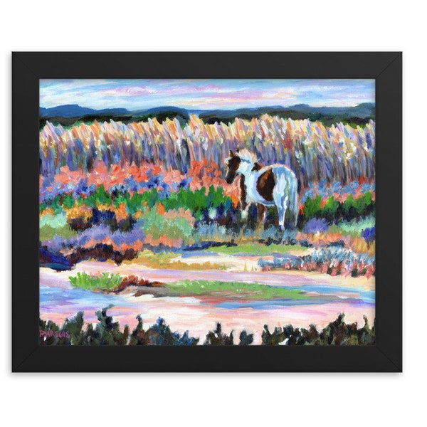 Chincoteague Pony, Framed Art Print, from- painting, of wild pony on the beach, by Pamela Parsons, Assateague Island, horse lover gift