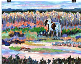 Chincoteague Pony, Art Print, from-original painting, of wild pony on the beach, by Pamela Parsons, gift for horse lovers, Assateague Island