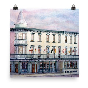 Doylestown Inn, Bucks County Print, from watercolor painting, by Pamela Parsons. Pennsylvania impressionist, Bucks County Art.