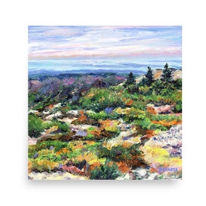 Maine Print. Cadillac Mountain Morning. Acadia National Park, Maine Coast. from impressionist oil painting, by Pamela Parsons. Maine art.