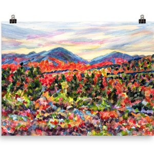 Adirondack Mountains Print, from watercolor painting, by Pamela Parsons, ADK painting, Adirondacks print, Upstate New York, Autumn print.