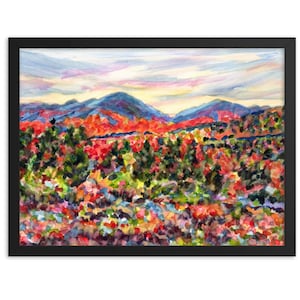 Adirondacks Framed Print, Autumn in the Adirondack Mountains, from watercolor painting, by Pamela Parsons. hiking Print, ADK, New York Print