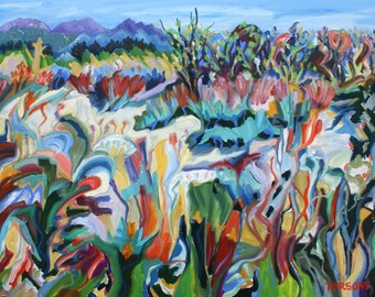 Long Beach Island Painting, Barnegat Light, Jersey Shore, original oil painting, by Pamela Parsons, Oil on canvas, Dunes of Barnegat Light.
