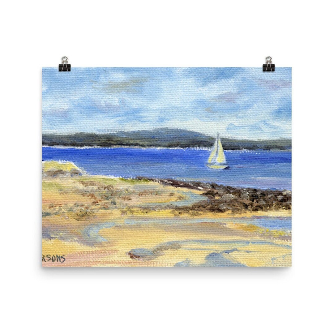 Sailing the Maine Coast Art Print, From original Impressionist Oil