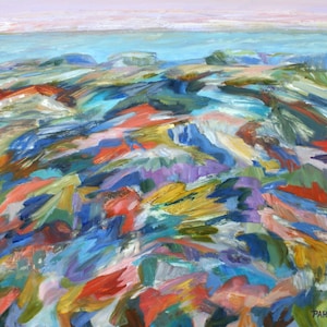 Maine Oil Painting, By the Sea, Original impressionist, oil on panel painting, Pamela Parsons, inspired by the Maine Coast. Maine Painting