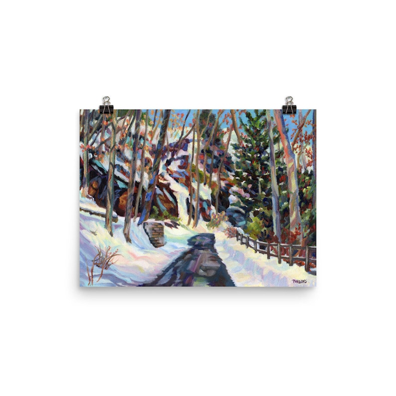 Bucks County Print, Winter Color. From Impressionist Oil Painting