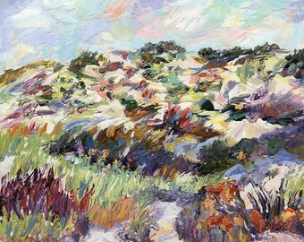 Long Beach Island Painting, Dune Path, Barnegat Light, New Jersey. Original oil painting, oil on cradled birch panel, by Pamela Parsons.