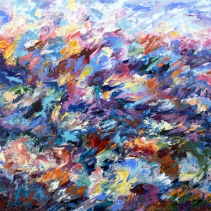 Flower Painting. Original impressionist floral painting, by Pamela Parsons, colorful flower painting, botanical art, abstract floral.
