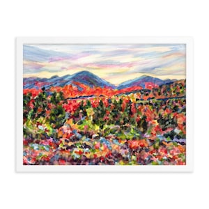 Adirondacks Framed Print. Autumn in the Adirondack Mountains, from- impressionist watercolor painting, by Pamela Parsons. hiking high peaks.
