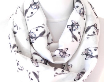 Siberian Husky Scarf Anniversary Gift For Dog Lover Gift For Husky Mom Infinity Scarf Gift For Her spring accessories