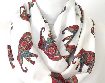 Elephant Scarf Women Animal Print Infinity Scarf Valentines Day Gift For Her winter accessories Unique Gift For Women