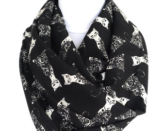 Cat Scarf Infinity Scarf Halloween Fashion Scarf Christmas Gift For Cat Lover Gift For Women Gift For Her Cat Print Scarf fall accessories