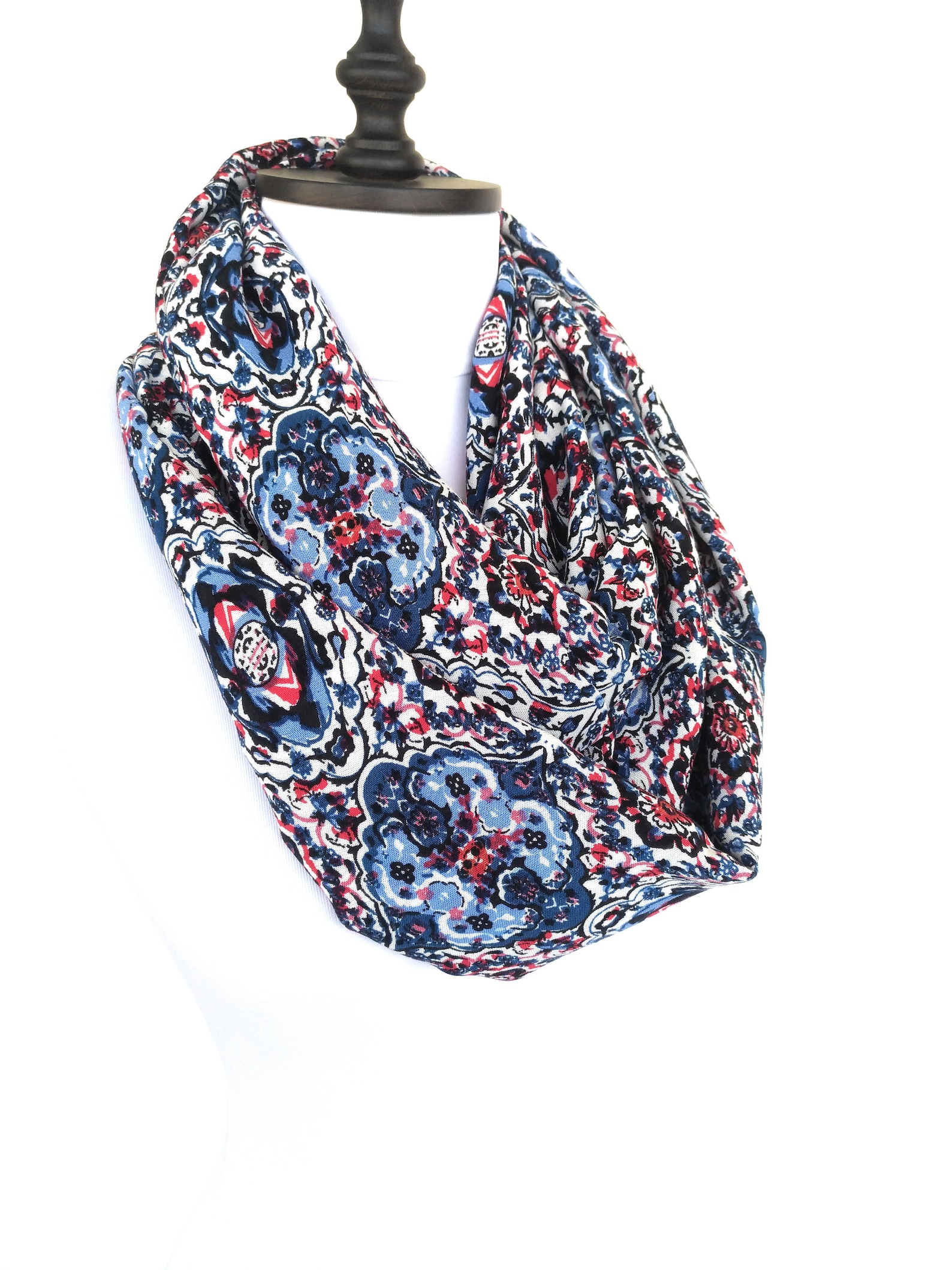 Red White Blue Scarves For Women Infinity Scarf Women Etsy