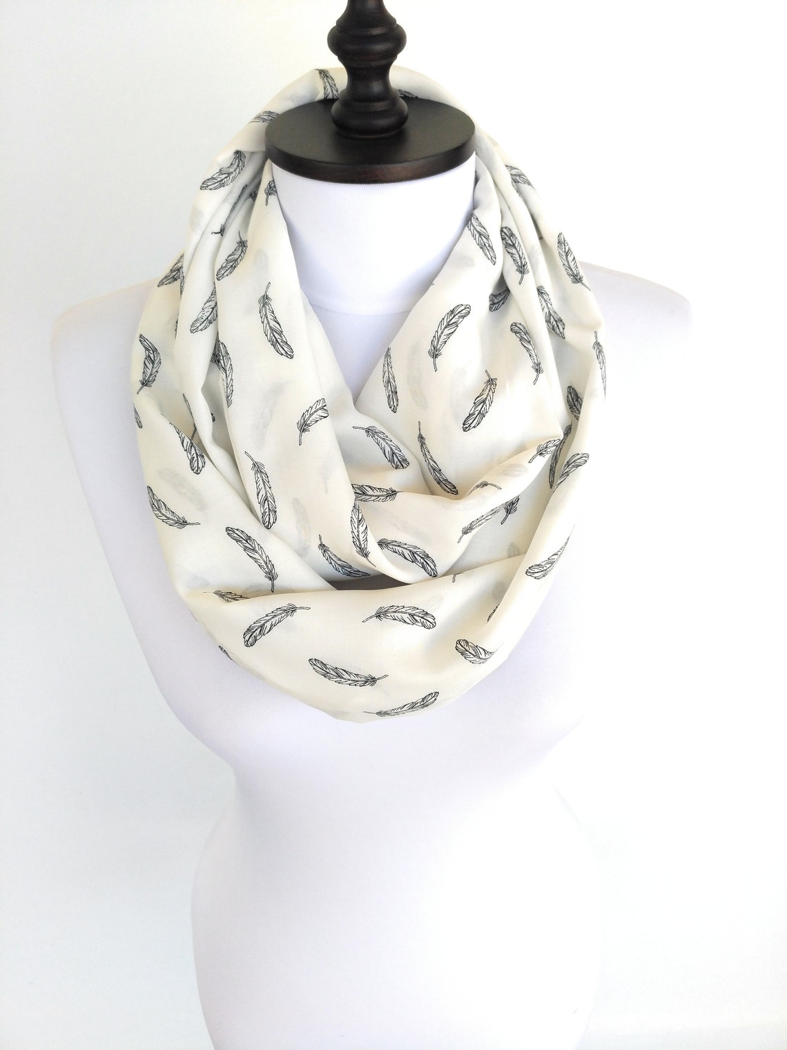 Feather Scarf Infinity Scarves For Women Boho Scarf Feather Etsy