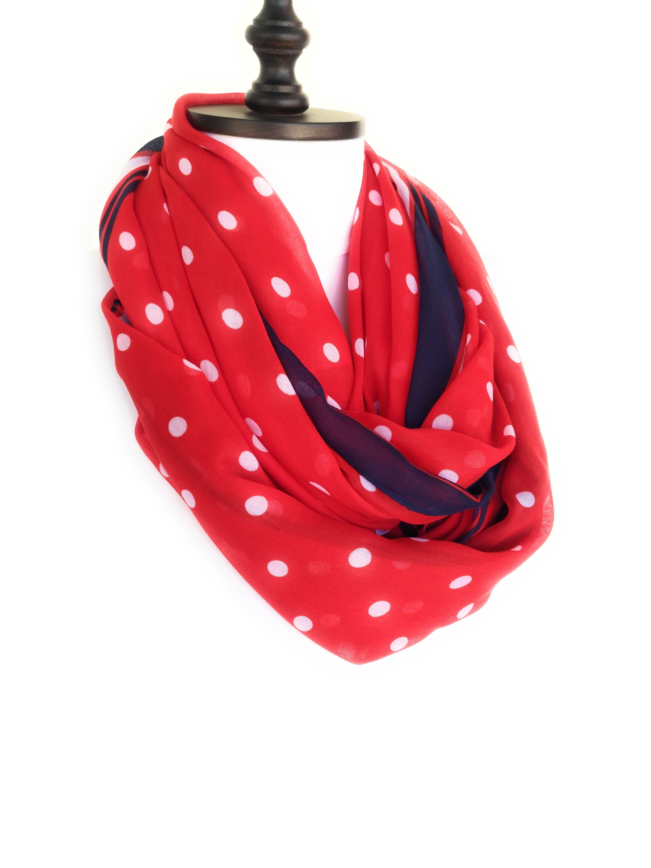 Red Scarves For Women Polka Dots Cotton Scarf Women Cowl Scarf Etsy