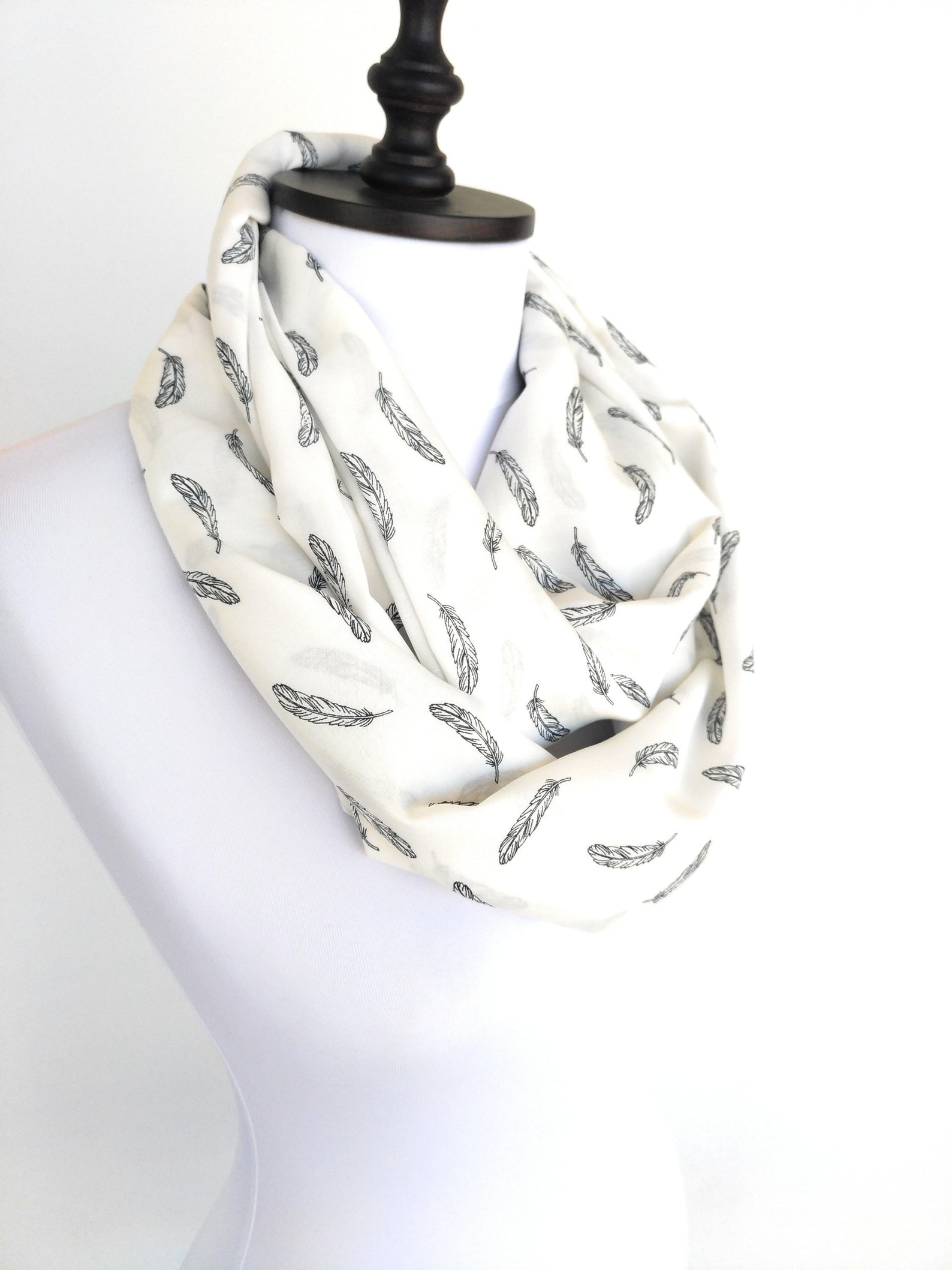 Feather Scarf Infinity Scarves For Women Boho Scarf Feather | Etsy