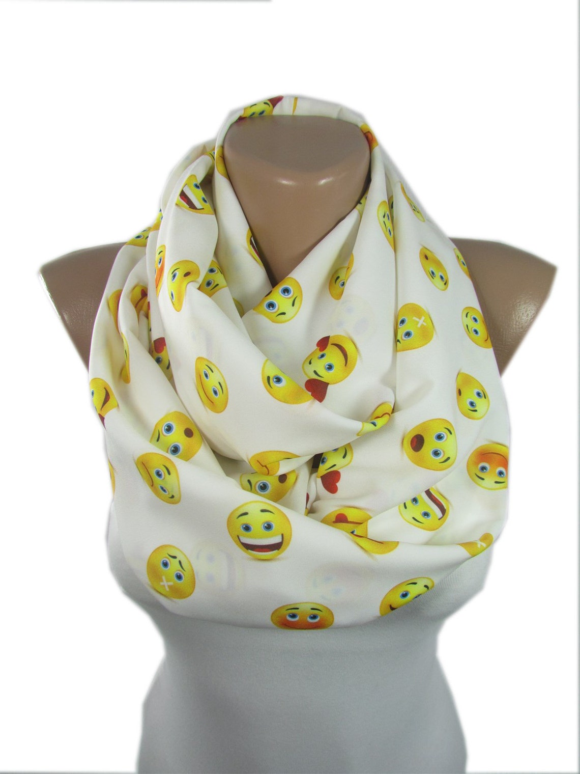 Emoji Scarf Women Smiley Infinity Scarf Christmas Gift for Her Etsy