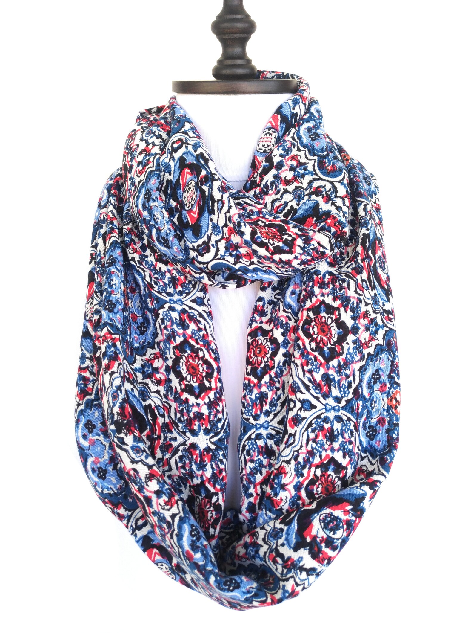 Red White Blue Scarf Women Infinity Scarf Christmas Gift for Etsy