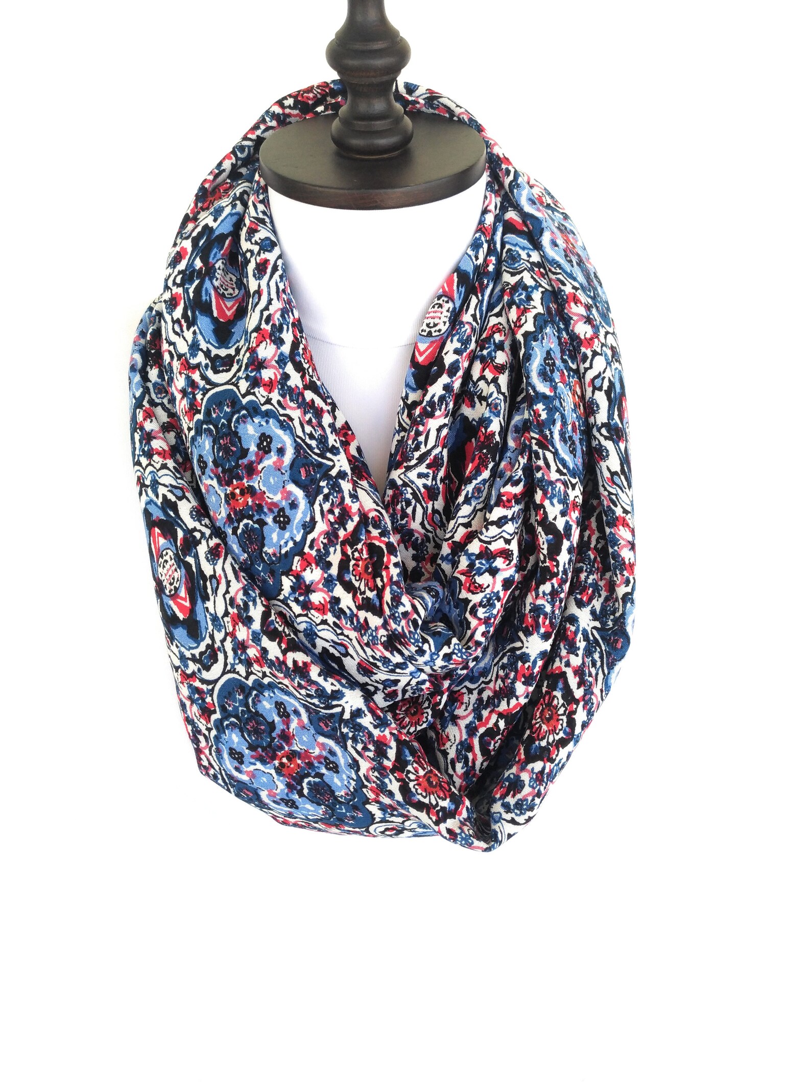 Red White Blue Scarves For Women Infinity Scarf Women Etsy