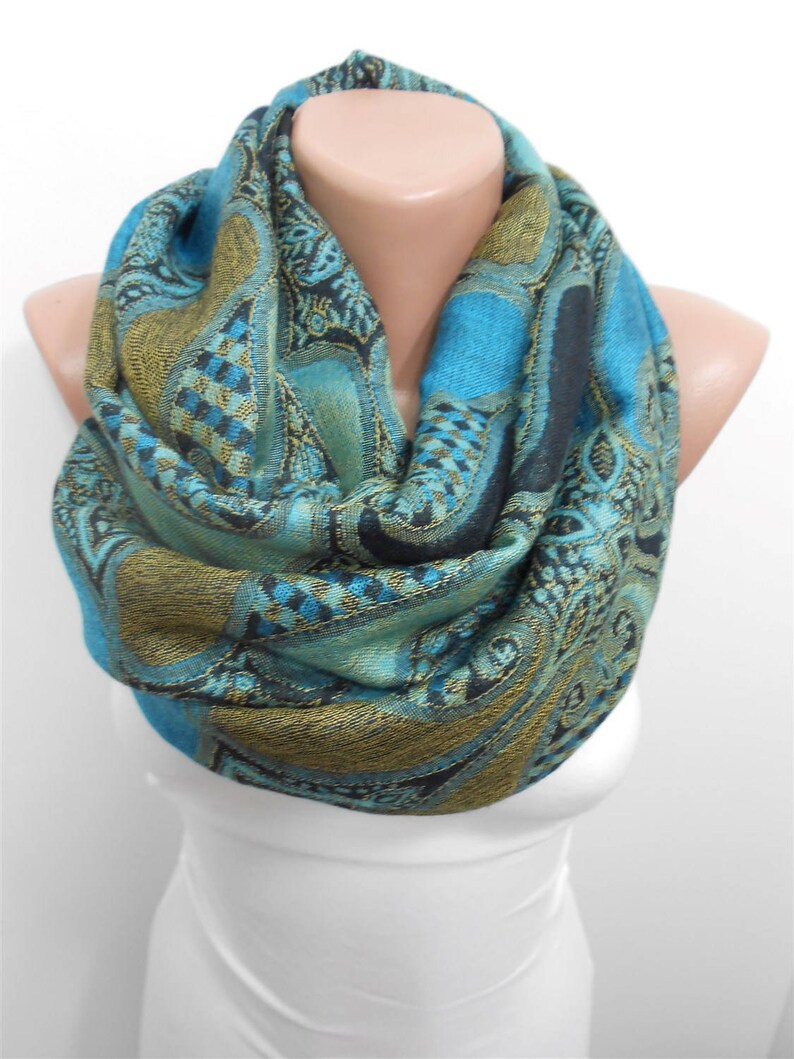 Paisley Pashmina Scarf Pashmina Wrap Blue Scarf Shawl Infinity Etsy
