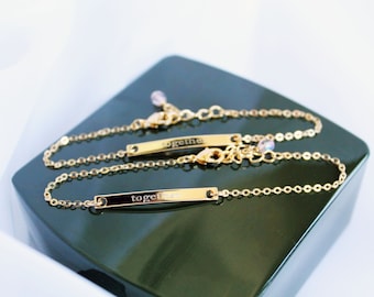 Bar Bracelet, Custom Engraving, Roman Numerals, Big/Little Sis, GPS Coordinates, Longitude/Latitude, BFF, Roman Numeral, Greek Letters
