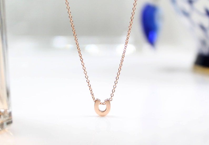 .925 Sterling Silver Chain,Tiny Horse/'s Hoof Horseshoe Necklace In GoldSilverRose Gold Lucky Charm