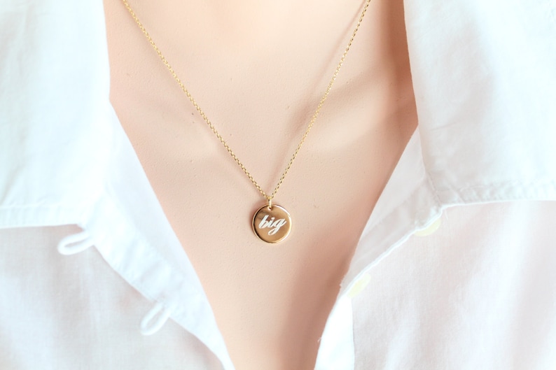 Custom Engravable Charm Necklace Big/little Reversable Etsy