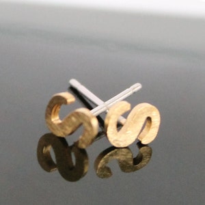 Tiny Initial Post Earrings, .925 Sterling Silver Posts, Pair Of Mix And Match Initials, Gold Or Silver Or Rose Gold Letter Earrings, Wedding image 2