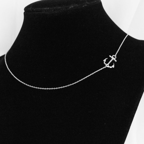 Anchor Necklace,  Sideways Anchor Necklace, Nautical Necklace,  Wedding