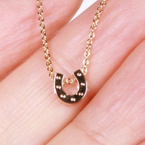 Horseshoe Necklace, Rose Gold Filled Chain, .925 Sterling Silver Chain, 14k Gold Filled Chain Necklace, Tiny Horse&#39;s Hoof, Lucky Charm