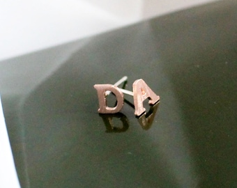 Tiny Initial Post Earrings, .925 Sterling Silver Posts, Pair Of Mix And Match Initials, Gold Or Silver Or Rose Gold Letter Earrings, Wedding