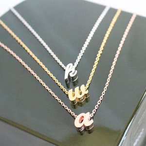 Collier initial cursif en argent, chaîne .925 STERLING SILVER, lettres manuscrites minuscules, collier monogramme, personnalisation, mariage