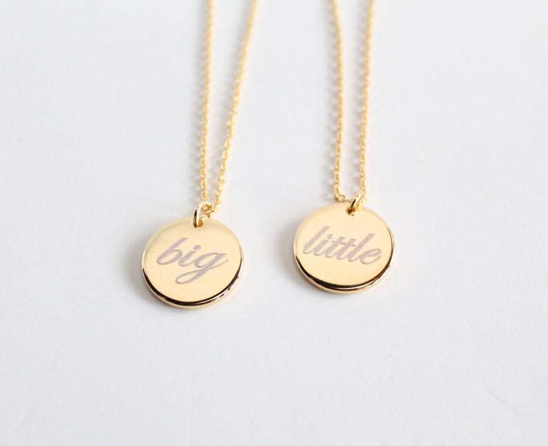 Custom Engravable Charm Necklace Big/little Reversable Etsy