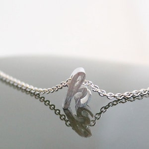 Collier de lettres cursives, chaîne .925 STERLING SILVER, lettres manuscrites minuscules, collier monogramme, personnalisation, mariage